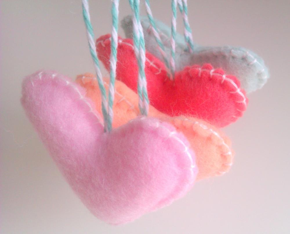 Wedding/party Hearts Decorations - Pastel, Pale Pink, Mint, Peach,coral - Set Of 4 - Ornaments/favors/decor/gifts